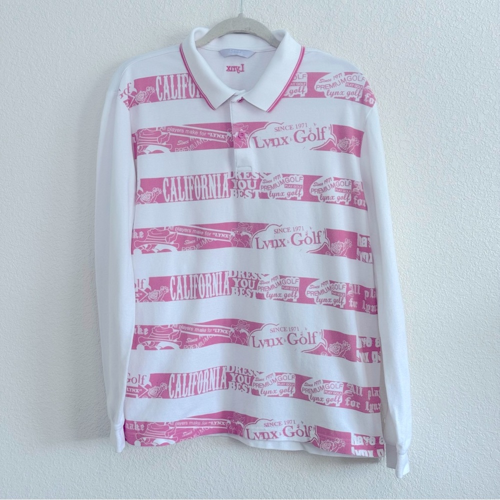 LYNX‎ Golf Collection  Women’s Pink Long Sleeve Pique Polo Stretch Shirt XXL